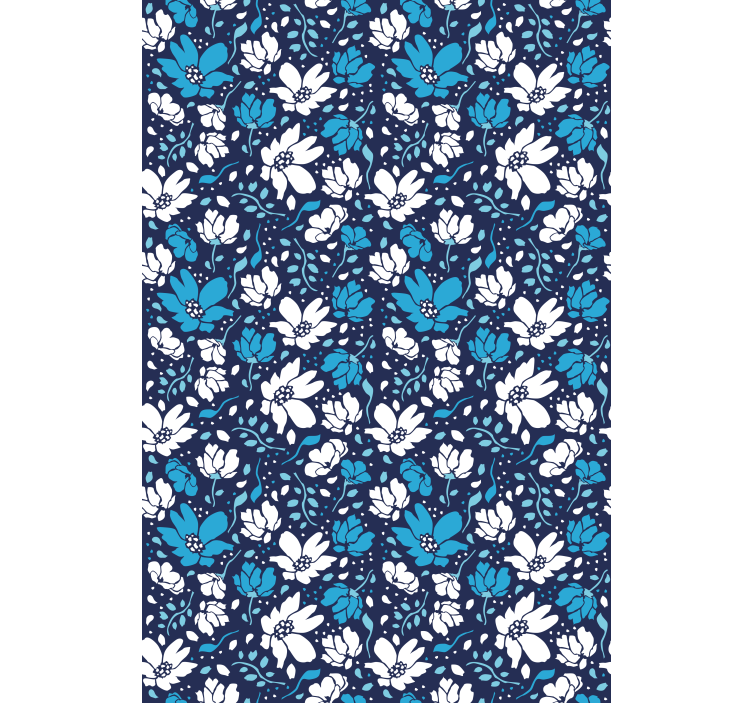 Květinový ornament tapeta bílé sedmikrásky na modrém - TenStickers