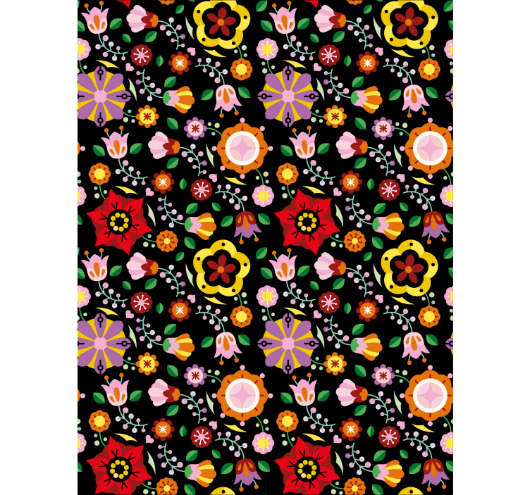 Květinový ornament tapeta s polskými folklorními vzory - TenStickers