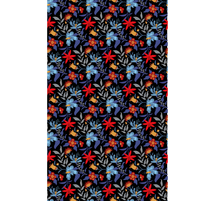 Květinový ornament tapeta tricot černá - TenStickers