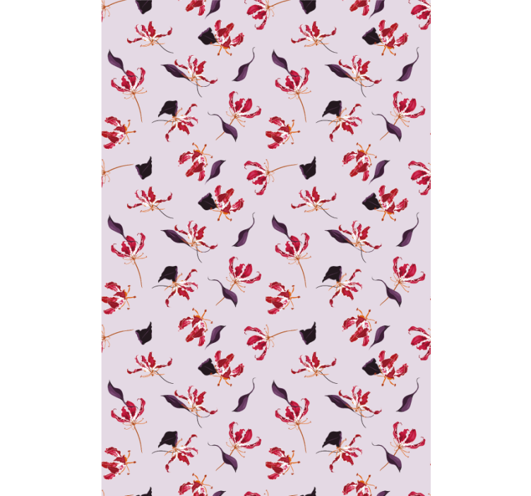 Květinový ornament tapeta ručně malovaný červený lilie - TenStickers