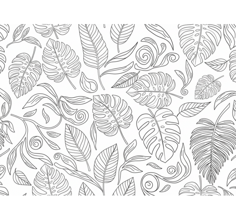 Moderní tapeta botanická černobílá - TenStickers