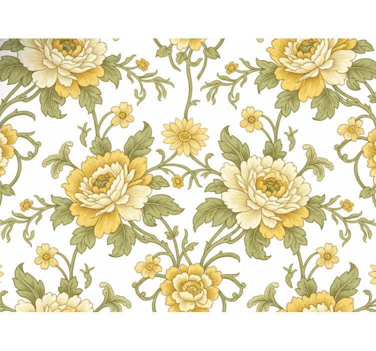 Klasická tapeta s květinovým designem v žluté - TenStickers