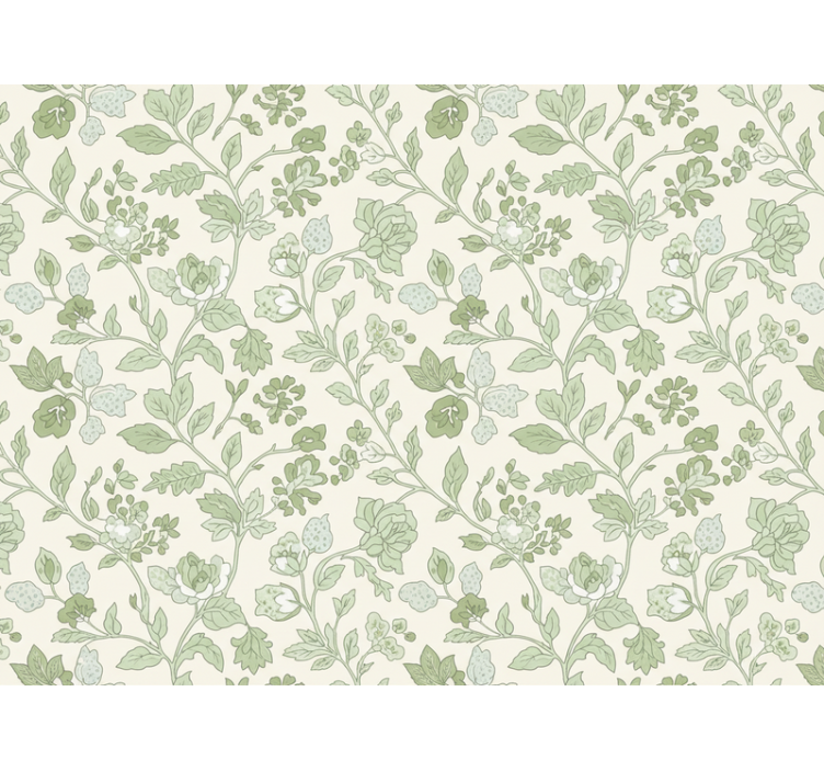 Kamenná tapeta krémově zelené květiny - TenStickers