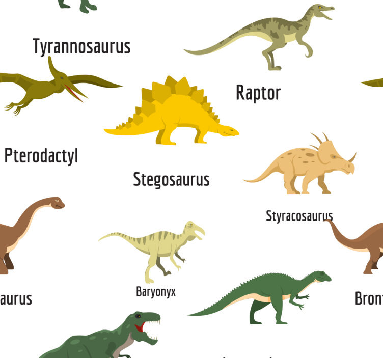 Realistické dinosaury se jmény dětské tapeta - TenStickers