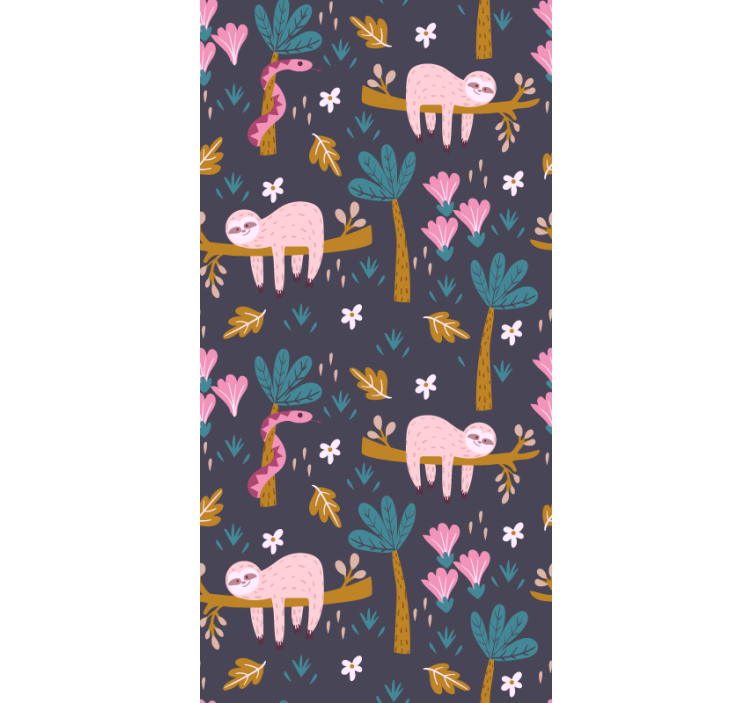 Růžoví lenoši Zvířata tapety - TenStickers