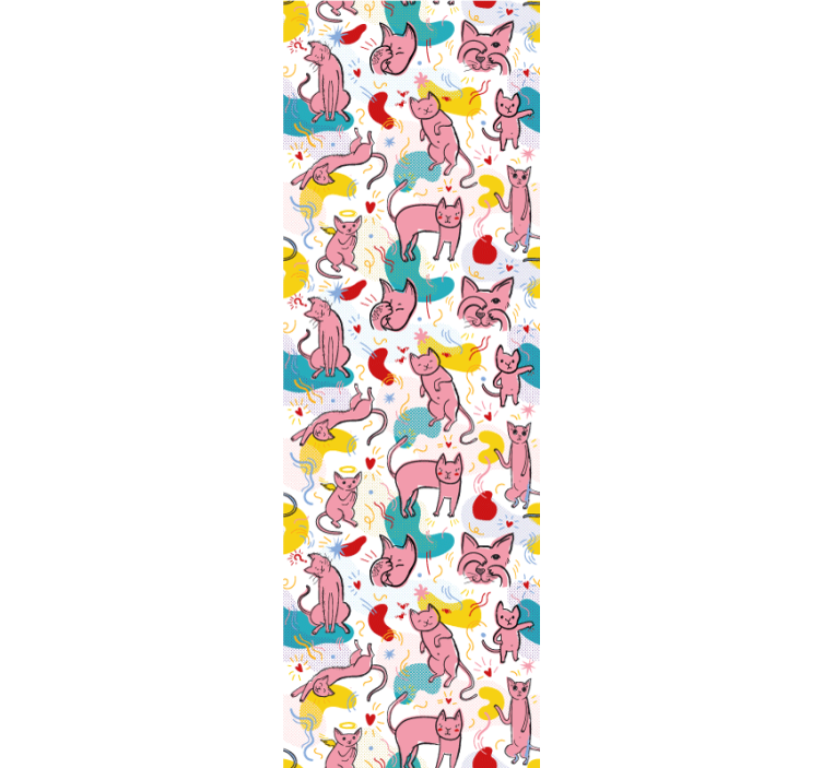 Hravé kočičí vzory Tapeta s kočkou - TenStickers
