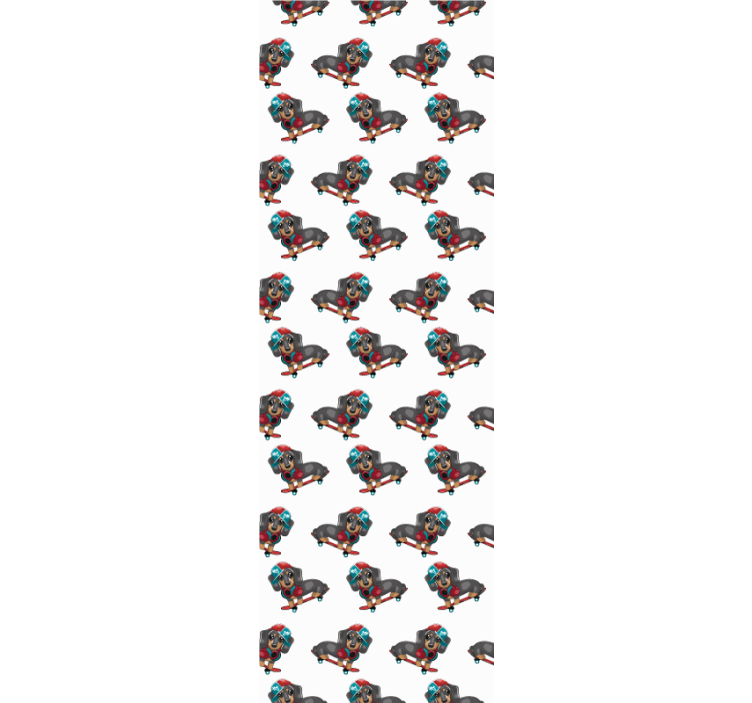 Klobásový pes na tapetu ložnice na skateboardu - TenStickers