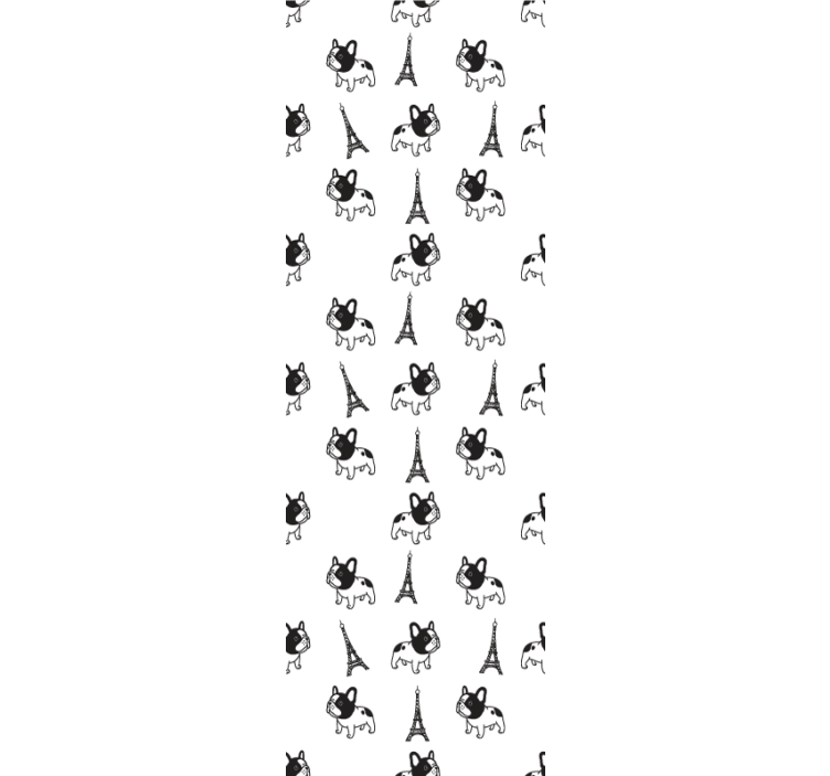 Tapeta na francouzský buldoček v pařížské ložnici - TenStickers