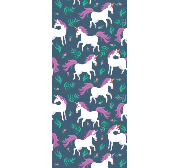 Plochý jednorožec modrý vzor dětská tapeta - TenStickers