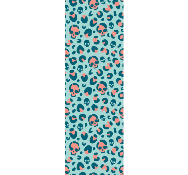 Modrá a růžová lebka leopardí vzor tapeta - TenStickers