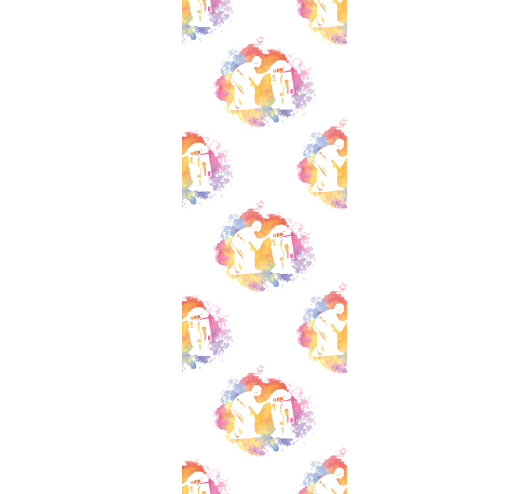 Abstraktní pár silueta Umělecká tapeta - TenStickers