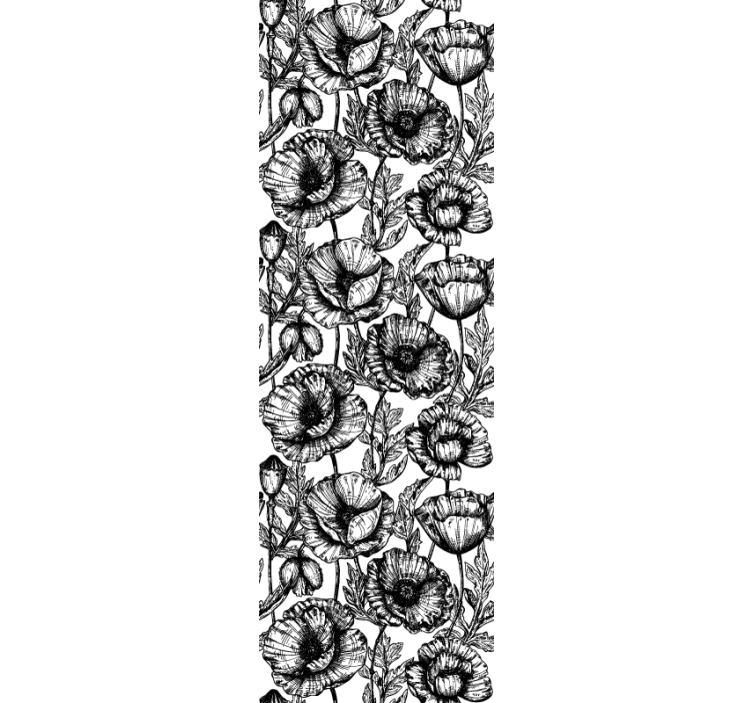 černý květinový vzor květinová tapeta - TenStickers