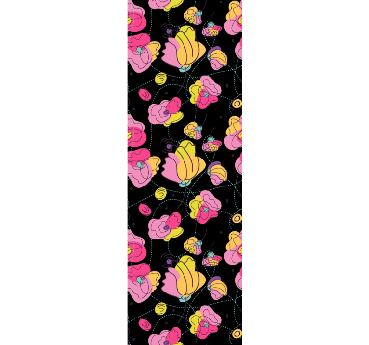 černá abstraktní kompozice květinová tapeta - TenStickers