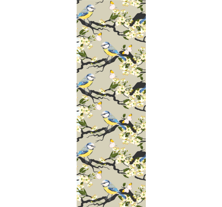 Ptáci tapeta modřinka na větvích - TenStickers