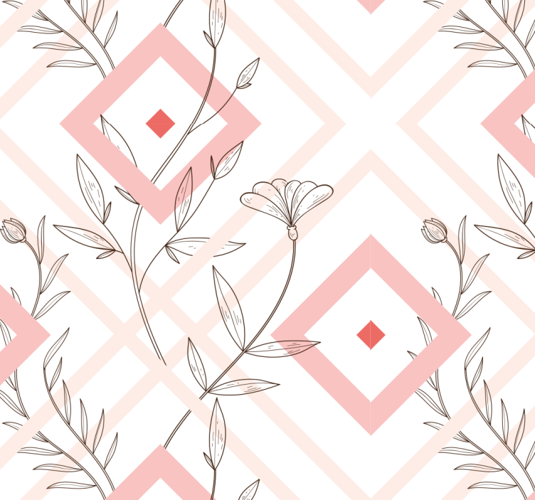 Květinové diamantové tvary Tapeta do obývacího pokoje - TenStickers