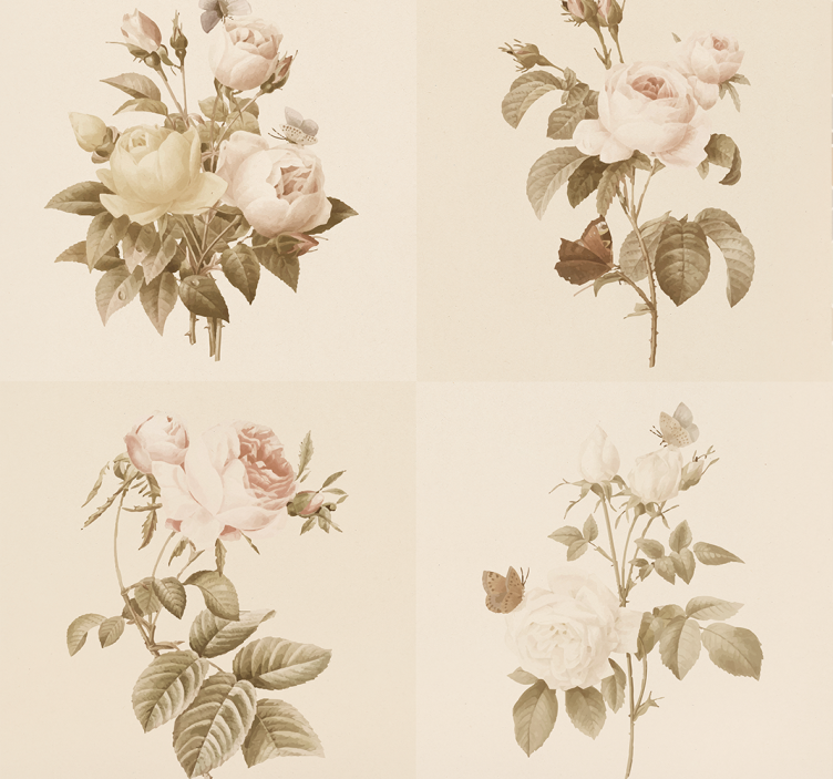 Květinový design dlaždic Vstupní tapeta - TenStickers