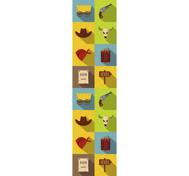 Kovbojské dlaždice ložnice tapeta - TenStickers