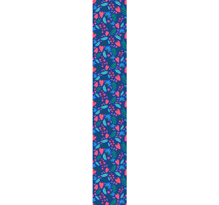 Jahodový vzor na modrém pozadí tapeta - TenStickers