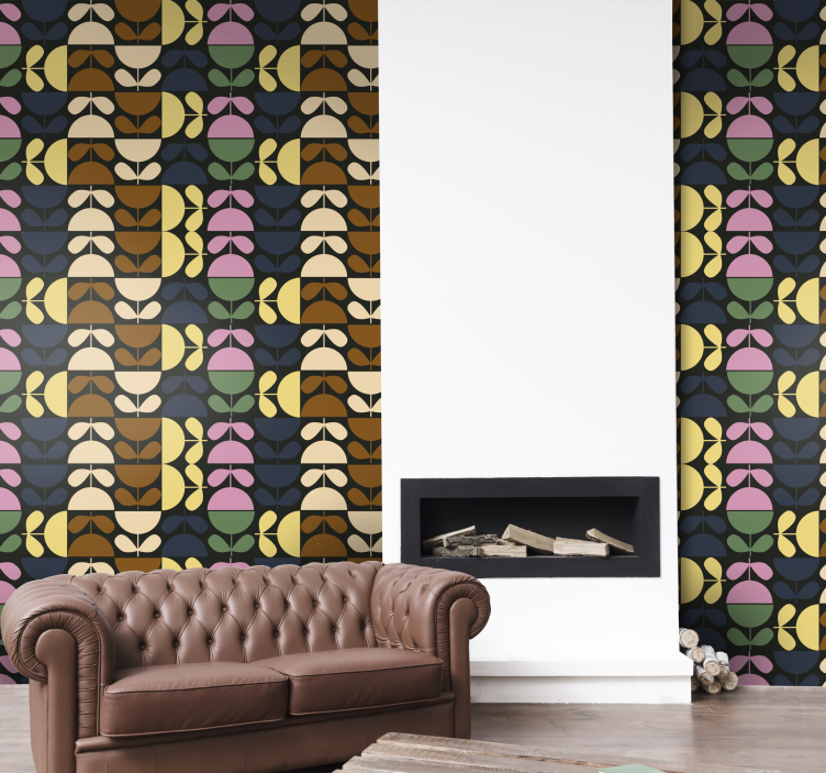 Stylizované vzory listů Květinový ornament tapeta - TenStickers