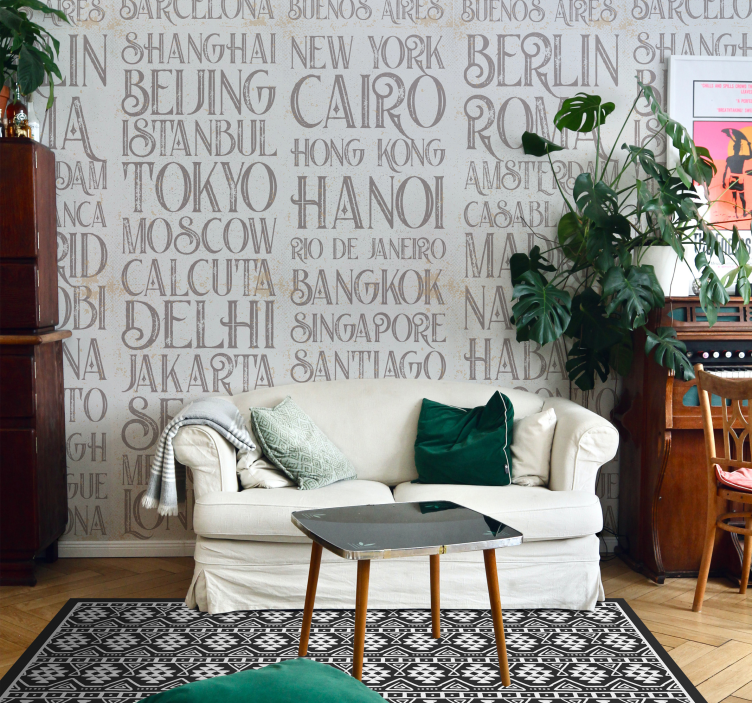 Města světa nápis tapeta - TenStickers