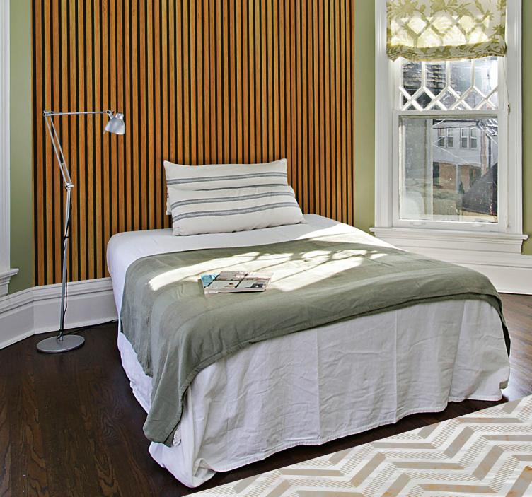 Dřevěné hnědé dřevěné lamely v teakové tapetě - TenStickers