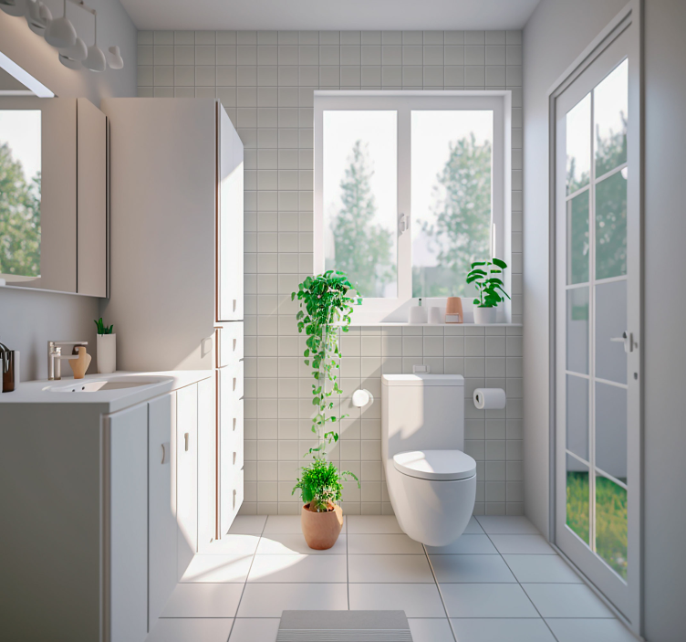 Bílé dlaždice tapeta - TenStickers