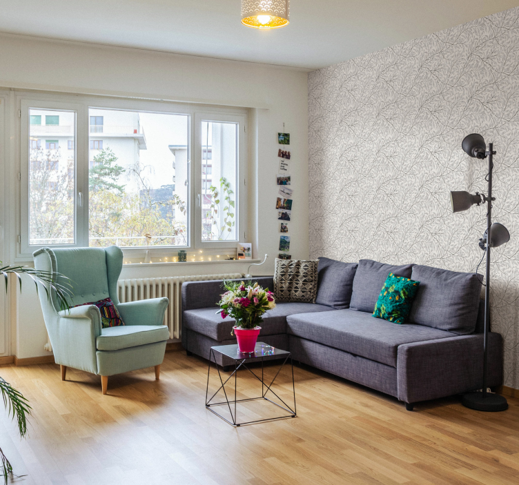 Okrasné tapeta šedé měřítko květinový vzor - TenStickers