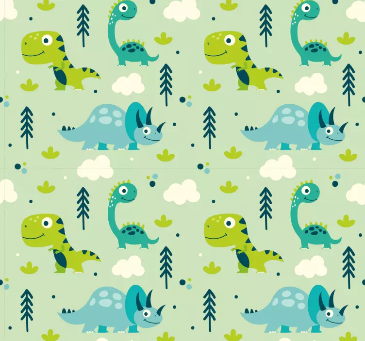 Zelené pozadí školky dinosaurus tapeta - TenStickers