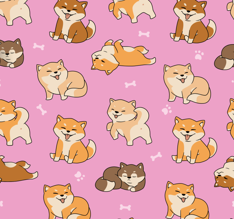 Pěkný vzor s tapetou corgi a dětmi - TenStickers