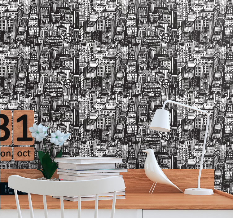 Chaos městských skic město a země tapeta - TenStickers