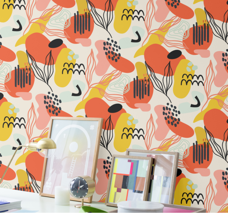 Abstraktní organické tvary Umělecká tapeta - TenStickers