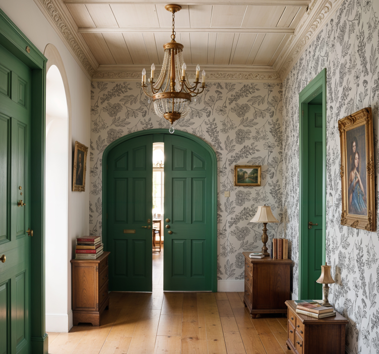 Béžový květinový vzor Tapeta pro chodby - TenStickers