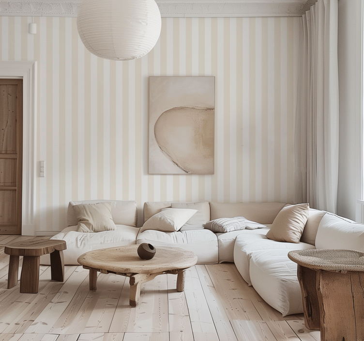 Bílé a béžové barvy Tapeta se svislými pruhy - TenStickers