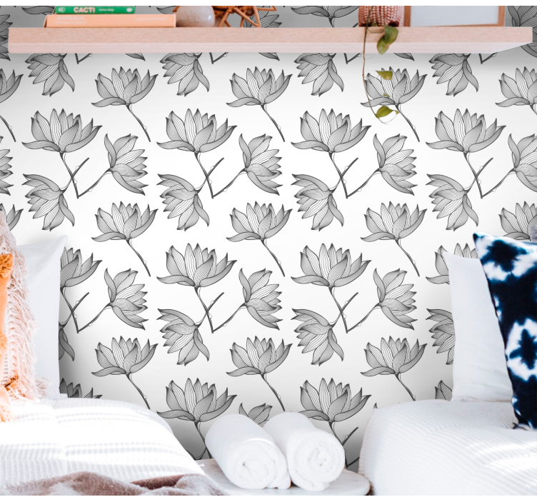 Botanické skici květinová tapeta - TenStickers