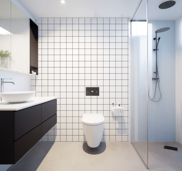 černé a bílé jemné linie čtvercová tapeta - TenStickers