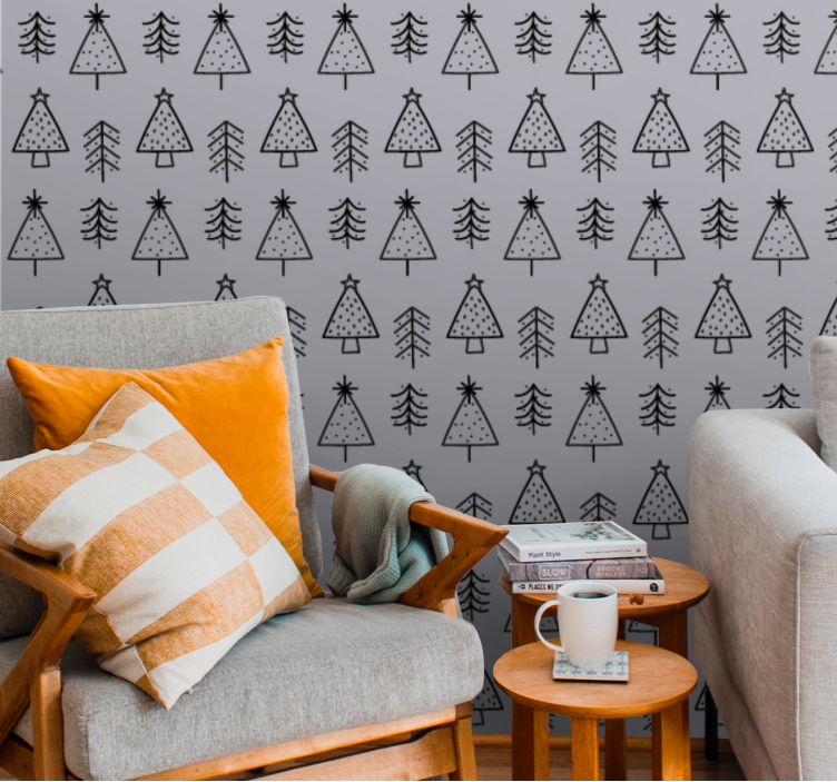 Dekor se vzorem borovice Vánoční tapeta - TenStickers
