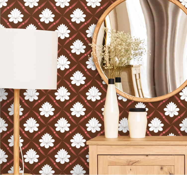 Design lotosového vzoru Květinový ornament tapeta - TenStickers