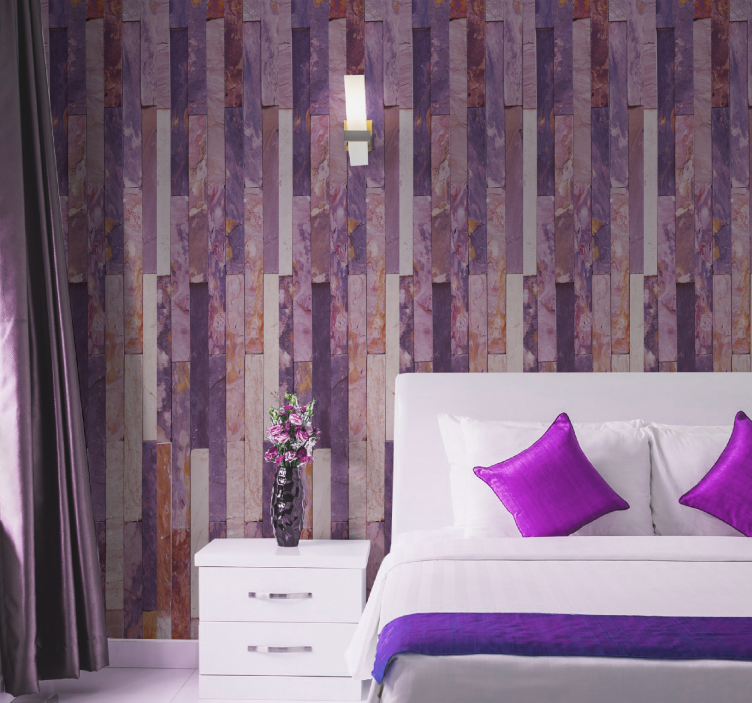 Růžové elegantní panely Mramorová tapeta - TenStickers