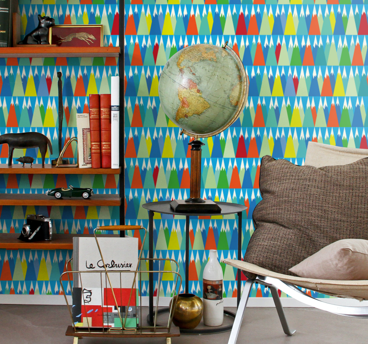 Geometrická horská krajina Geometrická tapeta - TenStickers