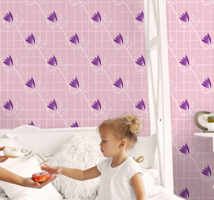 Geometrický květinový vzor Geometrická tapeta - TenStickers