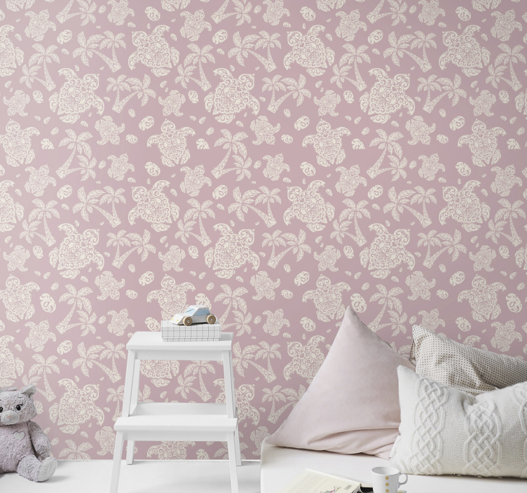 Havajská želva a palma zvířecí tapeta - TenStickers