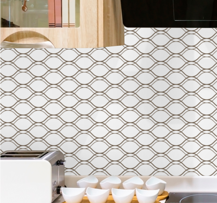 Hnědý vlnitý geometrický vzor tapeta - TenStickers