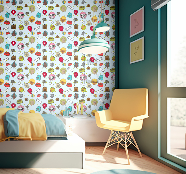 Hravé motivy štěňátek Psí tapeta - TenStickers