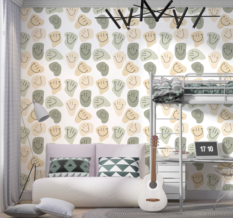 Jednoduché neutrální barvy smajlíky Tapeta pro ložnici teenagera - TenStickers