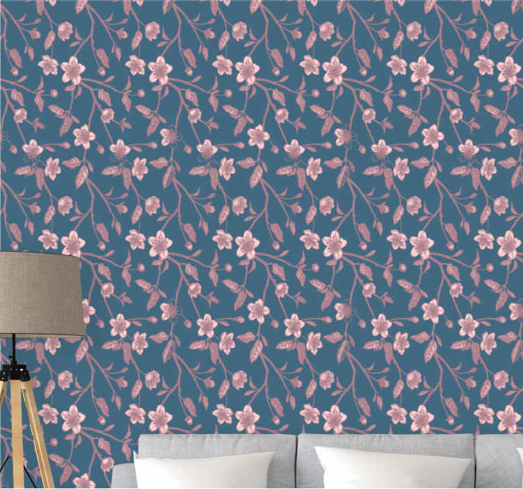 Růžové větve květy květinová tapeta - TenStickers