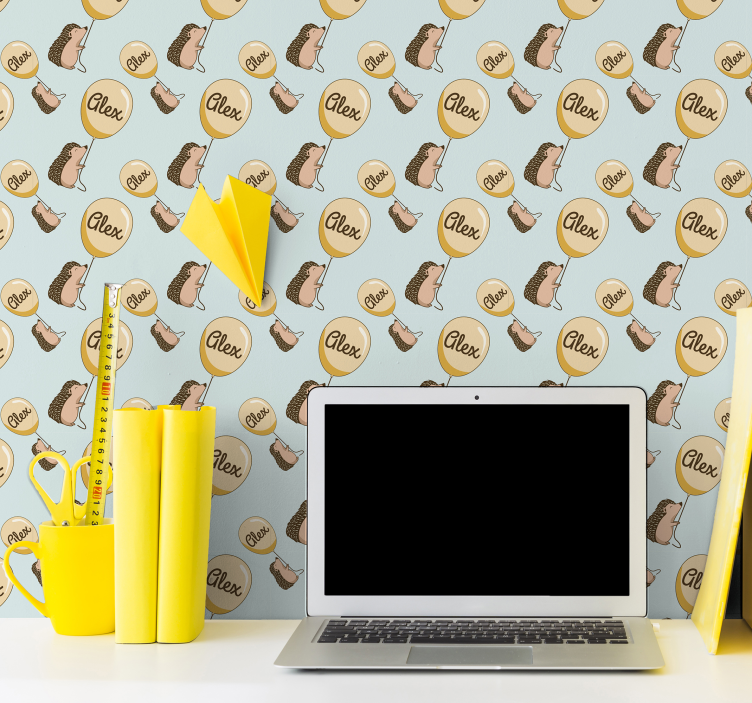 Ježci s balónky a jménem Tapeta do dětského pokoje - TenStickers