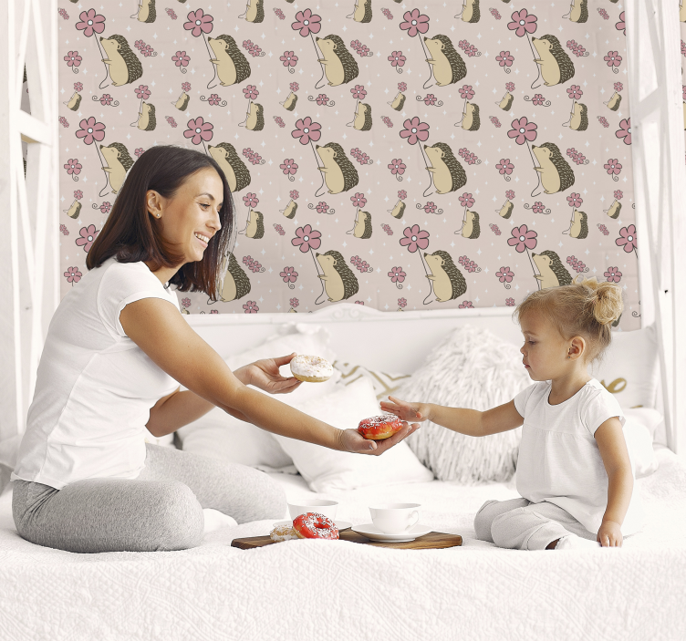 Ježek a květinový design Zvířecí tapeta - TenStickers