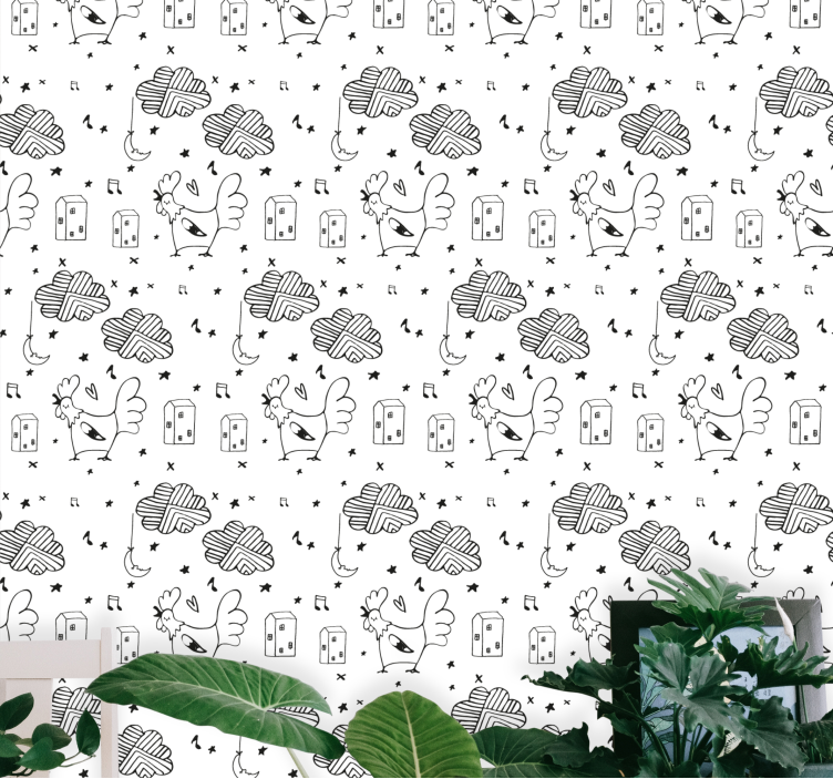 Kohout kreslený vzor Zvířecí tapeta - TenStickers