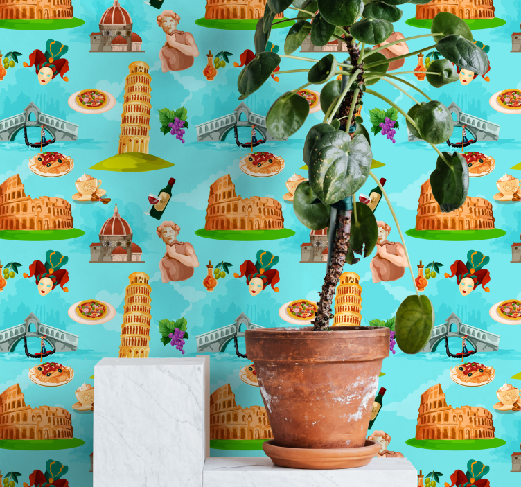 Koláž italských památek město a země tapeta - TenStickers
