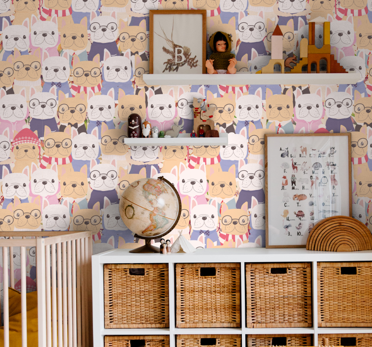 Kreslení buldoci Psí tapeta - TenStickers